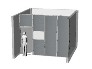 Simple tall office panels forming a single office for Goodwill company