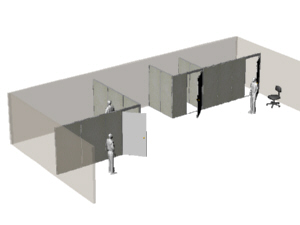 Office partitions forming three private offices for Lower Makefield company